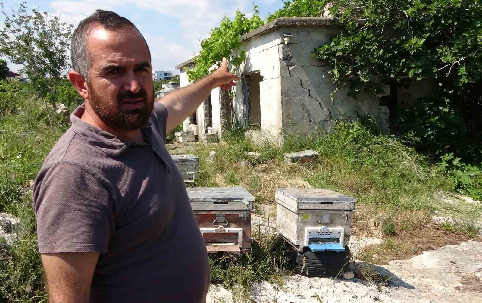 Kamera ş&uuml;phelinin fotoğrafını &ccedil;ekti: Arılığa giren şahıs, kameraya zarar verdi
