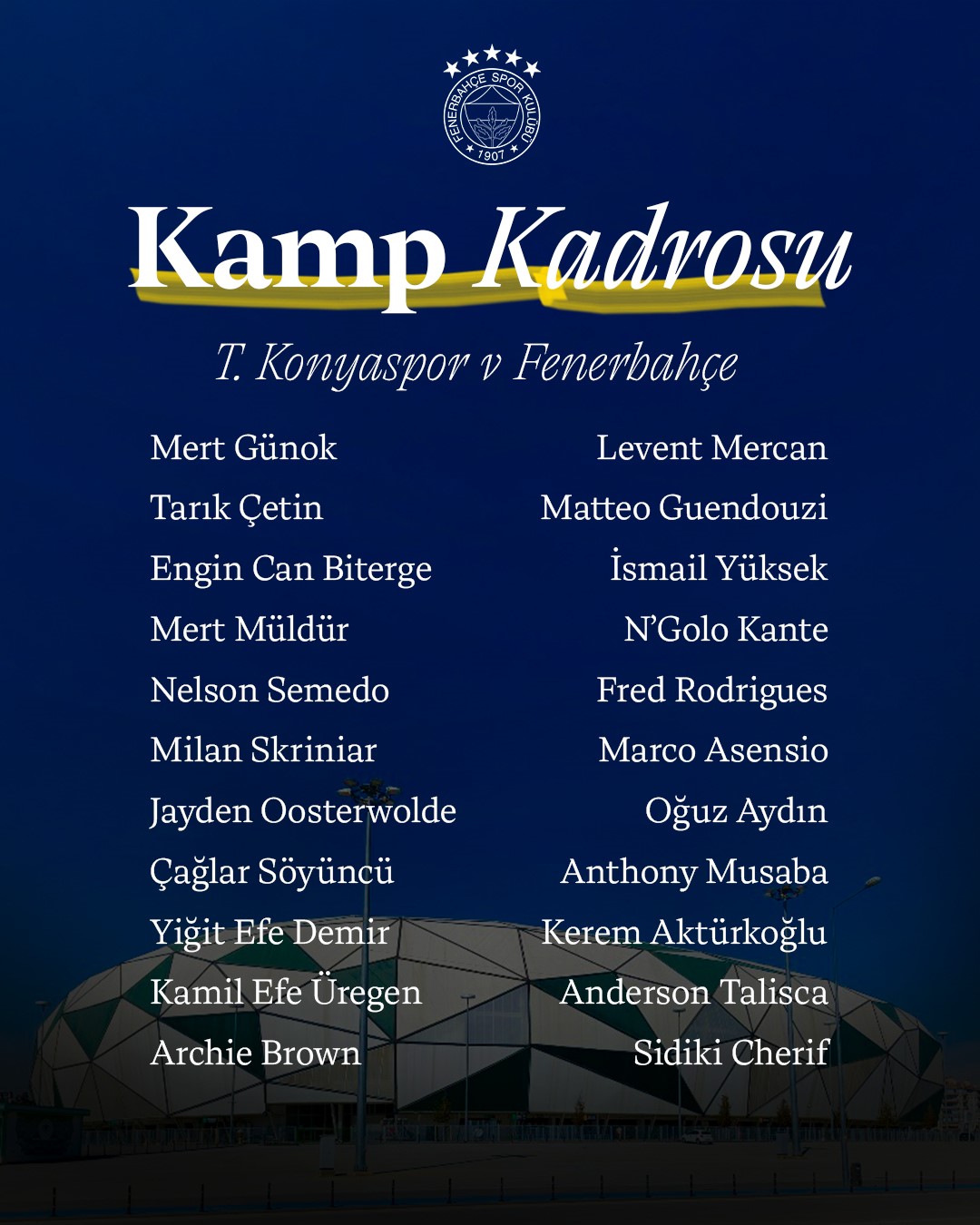 Fenerbah&ccedil;e, Konyaspor ma&ccedil;ına hazır
