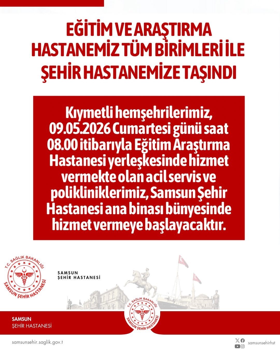 Samsun Eğitim ve Araştırma Hastanesi t&uuml;m birimleriyle, Şehir Hastanesine taşındı
