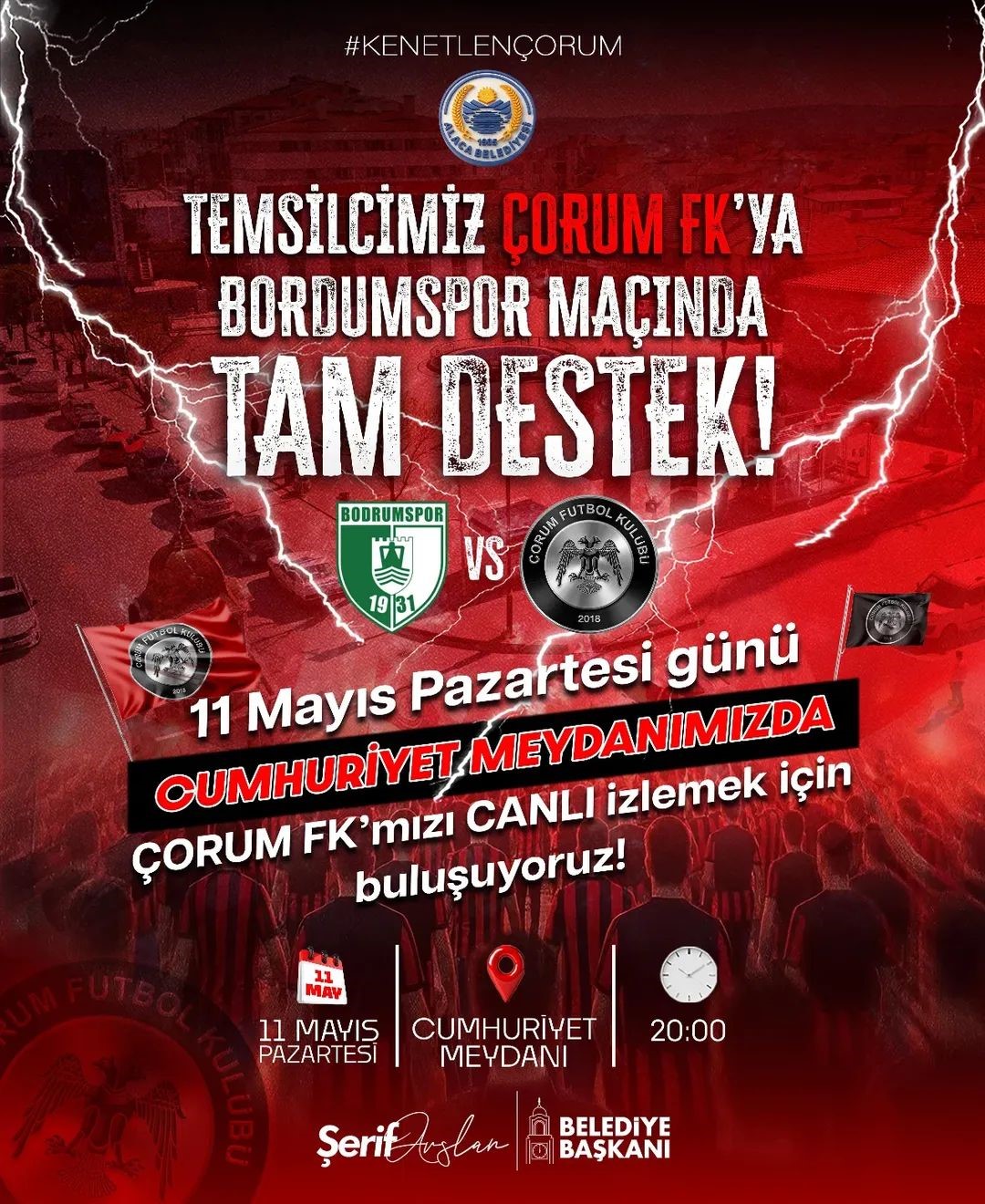 Alaca&rsquo;da &Ccedil;orum FK ma&ccedil;ı heyecanı dev ekranda yaşanacak
