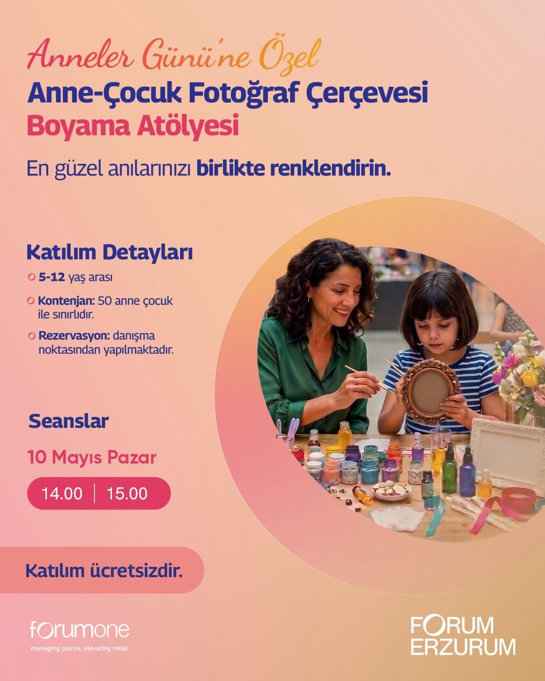 Forum Erzurum anneleri çocuklarıyla aynı çerçevede buluşturuyor