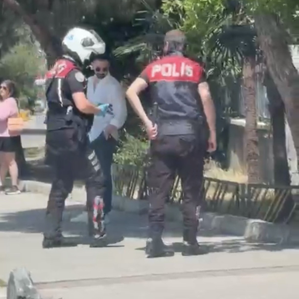 Otomobilin çarpıp kaçtığı kediyi yol kenarına alan polisler takdir topladı