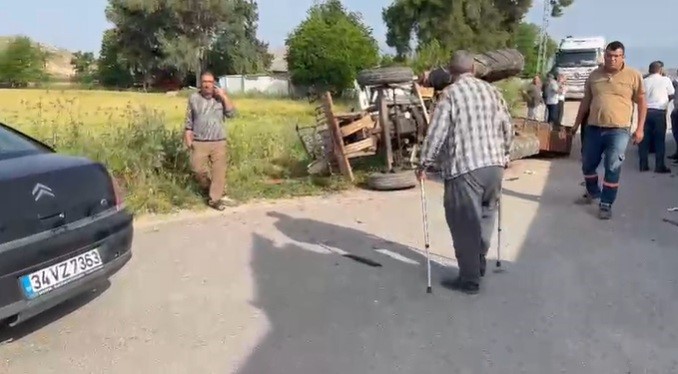 Kırıkhan’da devrilen traktör sürücüsü yaralandı
