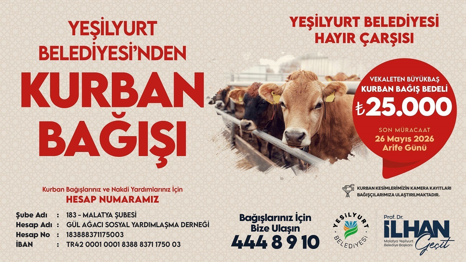 Yeşilyurt Belediyesi’nden kurban bağışı seferberliği
