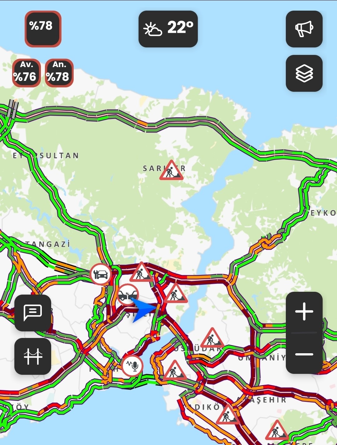 İstanbul&rsquo;da akşam saatlerinde trafik y&uuml;zde 78&rsquo;e ulaştı
