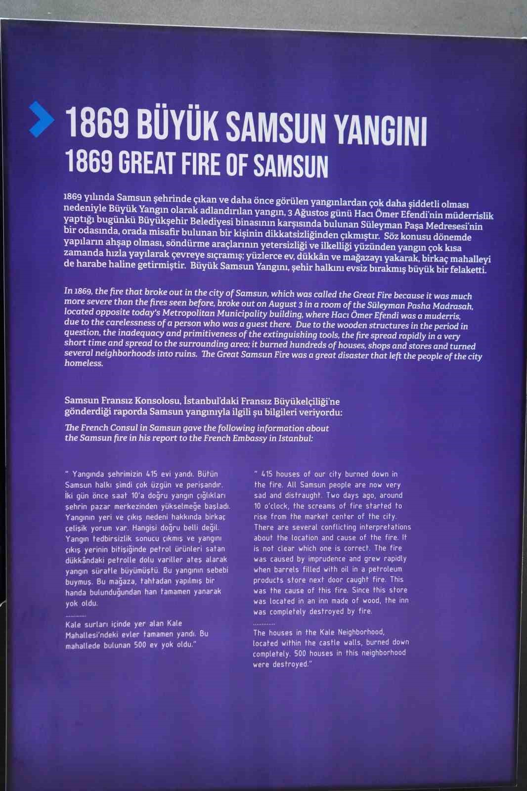 Samsun&rsquo;da 157 yıl &ouml;nce &ccedil;ıkan yangında &rsquo;500 ev&rsquo; yok oldu
