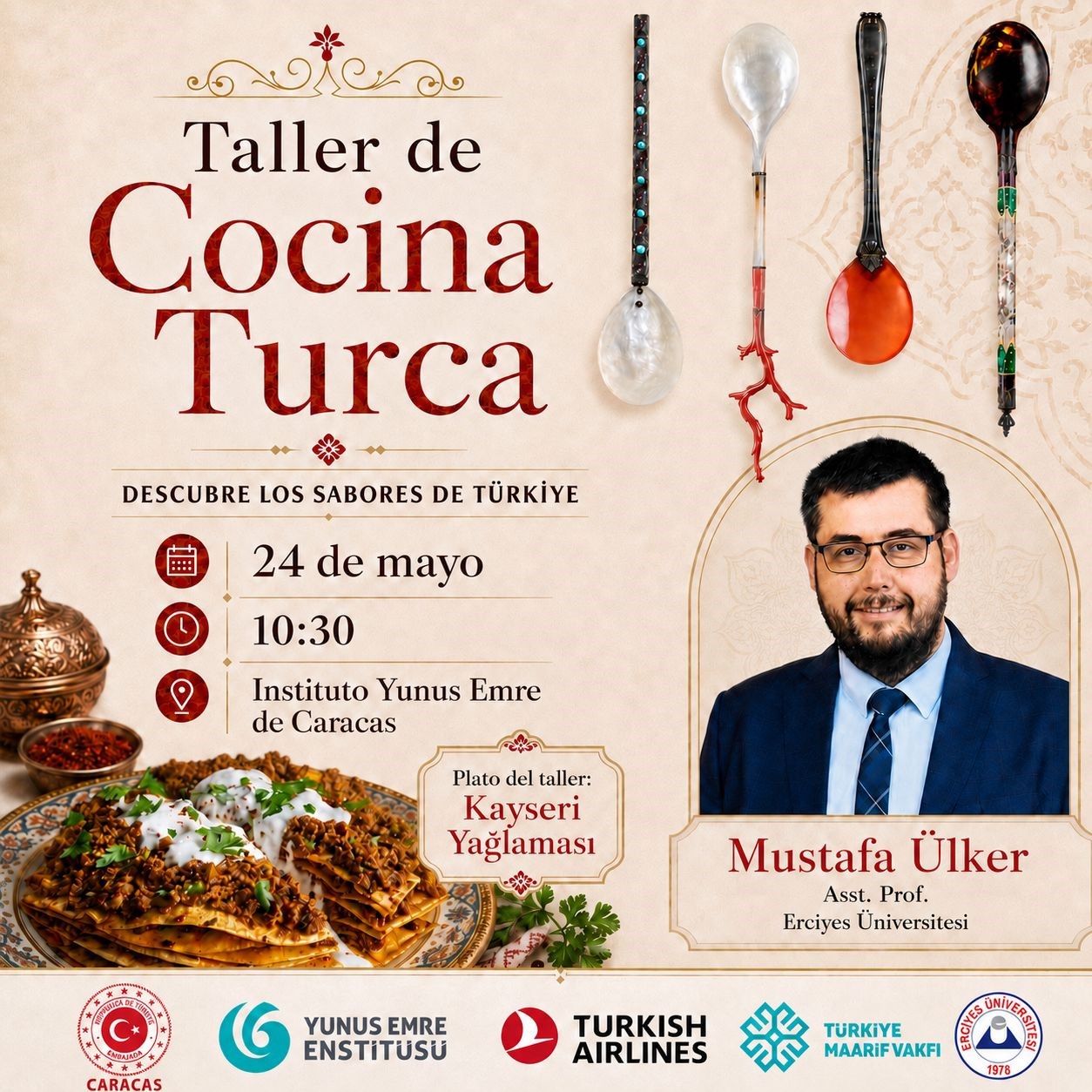 ERÜ Dr. Öğr. Üyesi Ülker, Venezuela’da Kayseri mutfağını tanıtacak