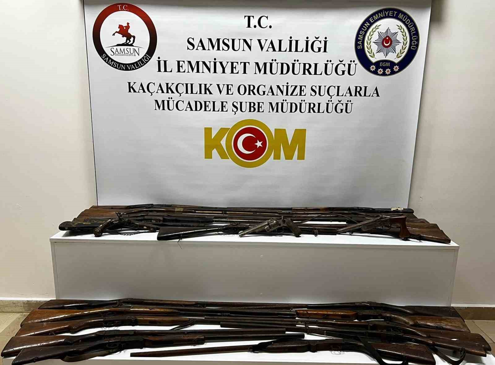 Samsun’da tarihi silah operasyonu: Osmanlı dönemine ait 24 silah ele geçirildi