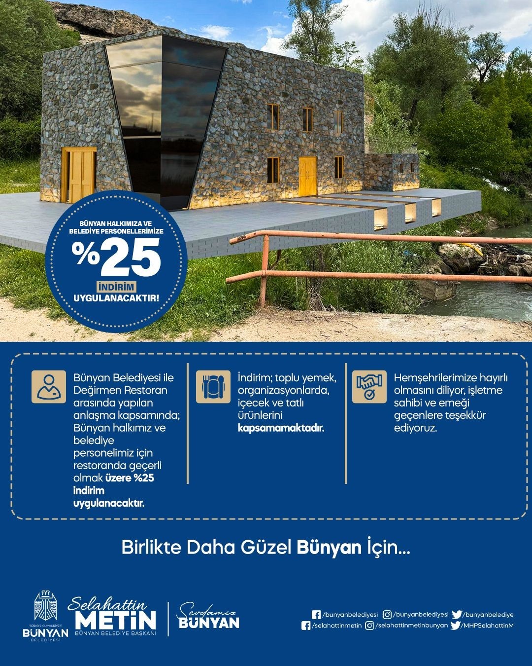 Başkan Metin&rsquo;den B&uuml;nyan halkına indirim jesti
