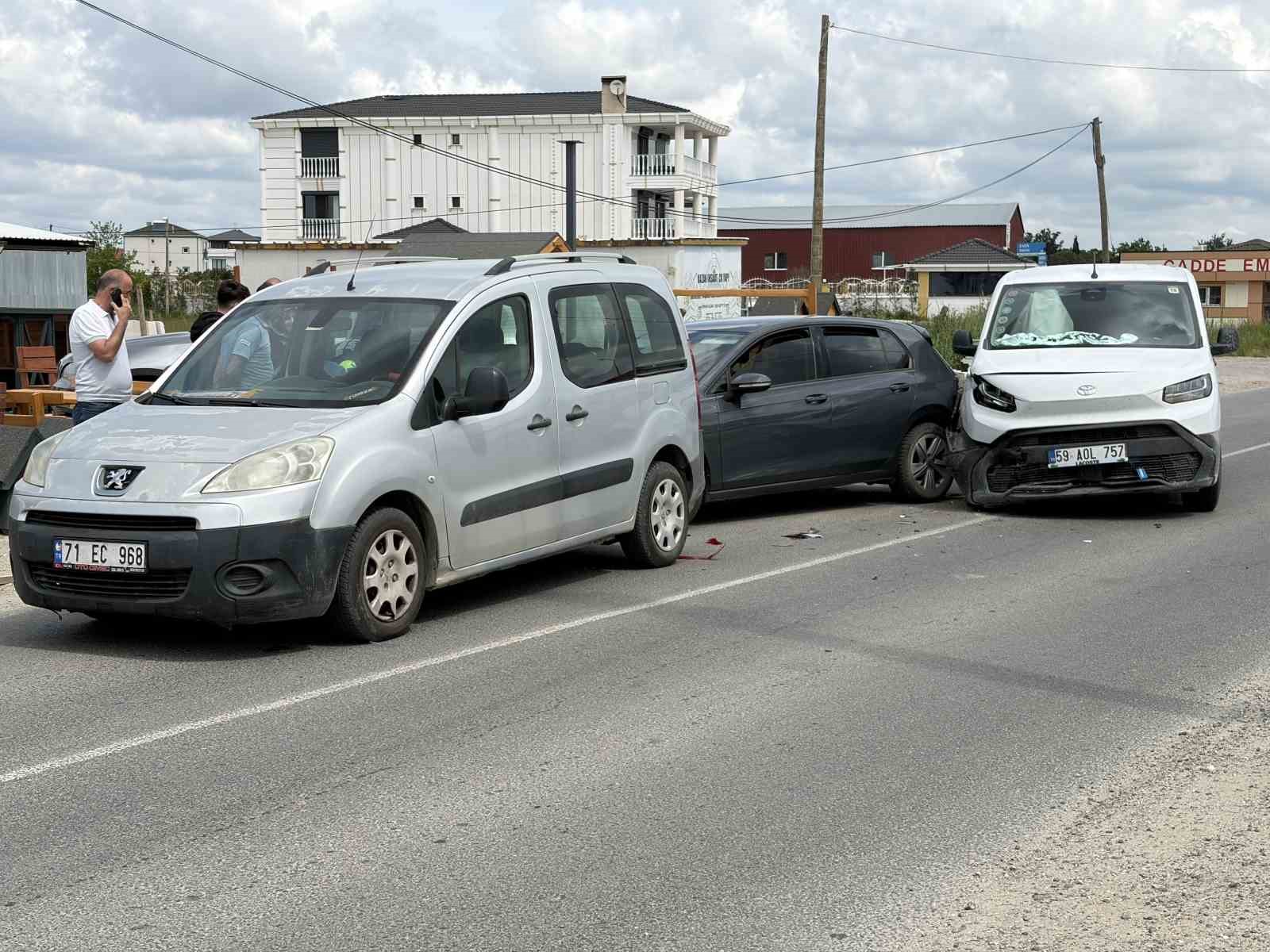 Tekirdağ’da zincirleme kaza kamerada