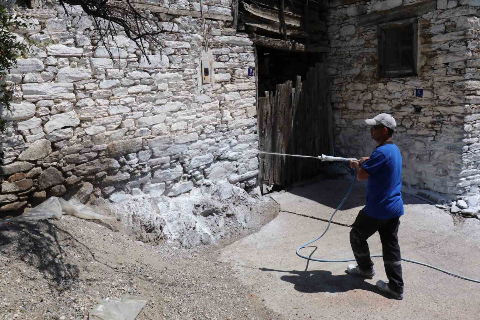 Bozdoğan’da haşereye karşı kireçleme çalışmaları sürüyor