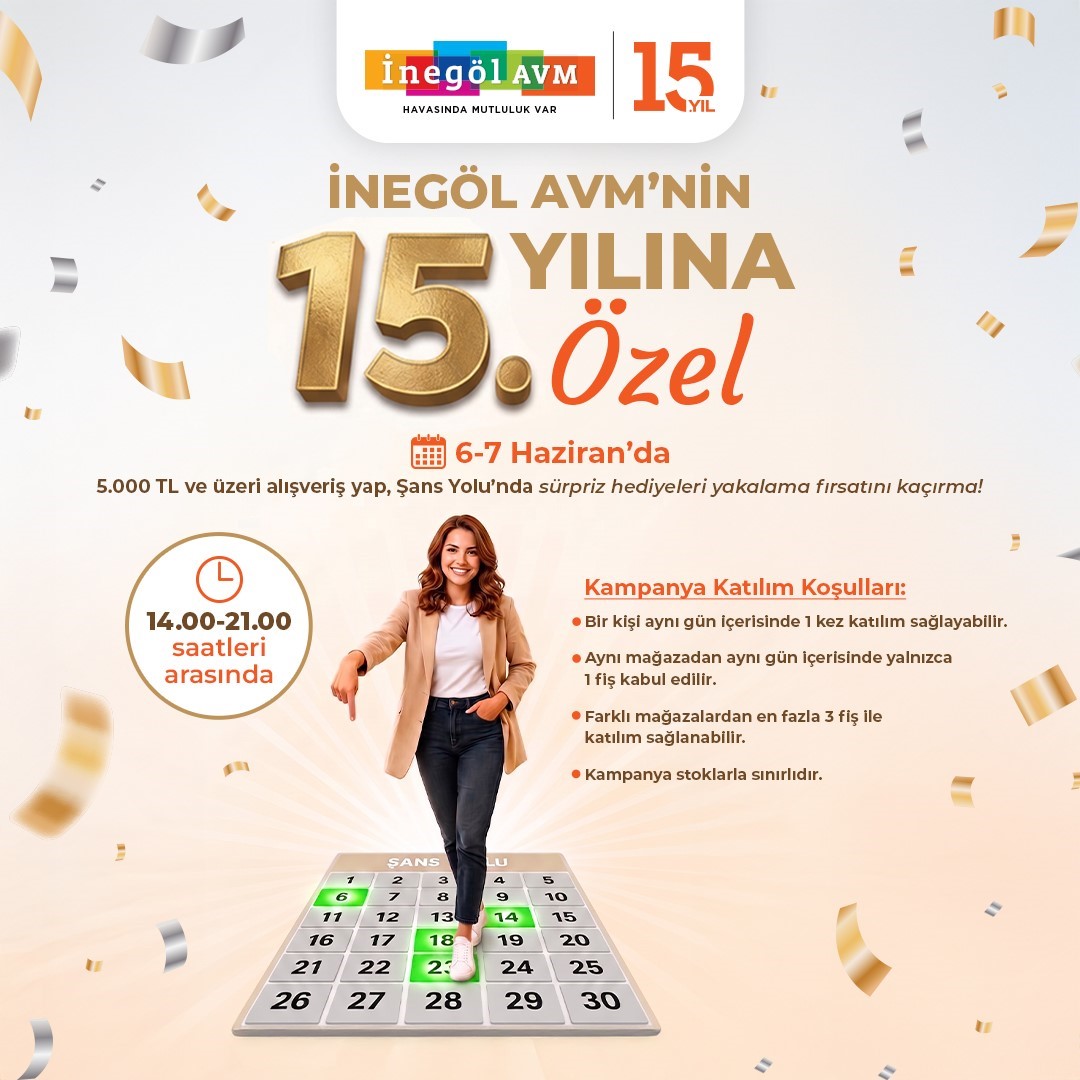 İneg&ouml;l AVM&rsquo;den 15&rsquo;inci yıla &ouml;zel etkinlikler
