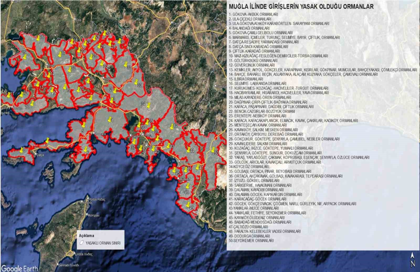 Muğla’da 31 Ekim’e kadar 50 ormanlık alan giriş yasaklandı