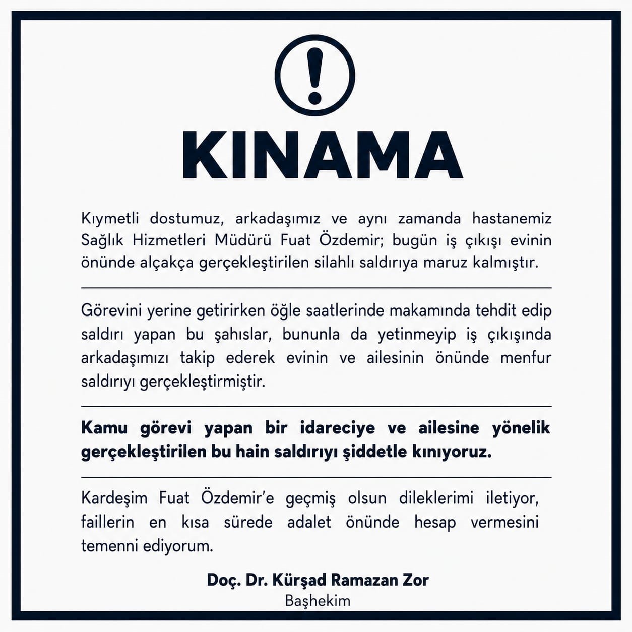 Niğde’de sağlık yöneticisine silahlı saldırı girişimi