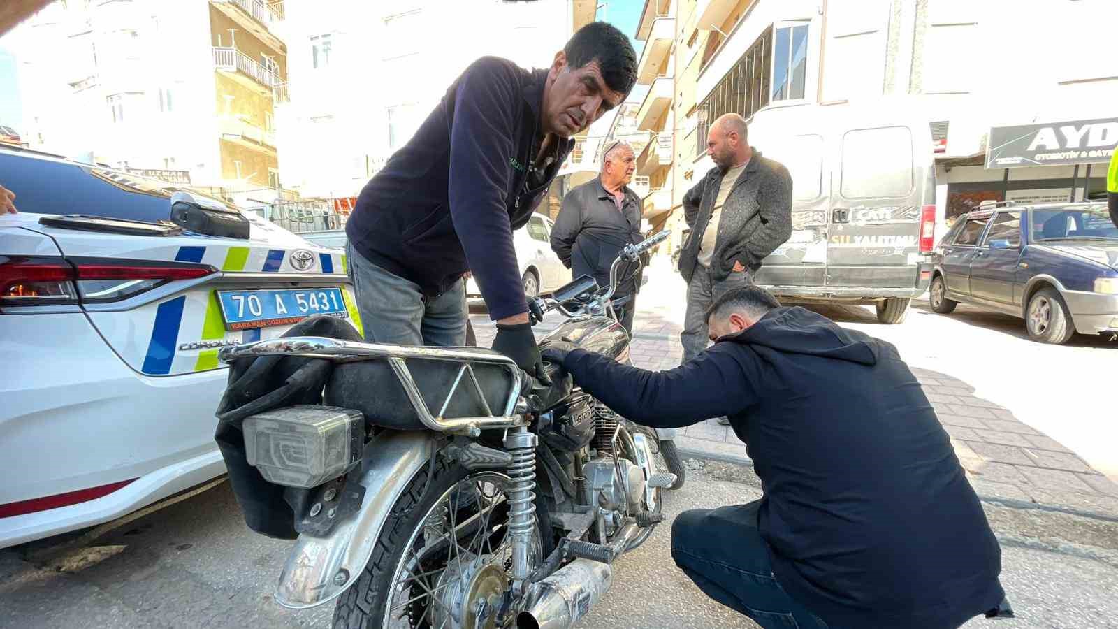 Karaman’da sürücüsünün bırakıp kaçtığı motosikletin şase numarasının kazınmış olduğu belirlendi