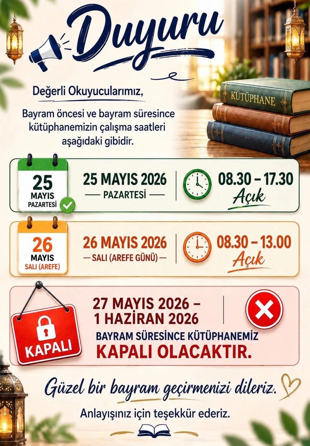 Sinop’ta kütüphane kullanacaklara uyarı
