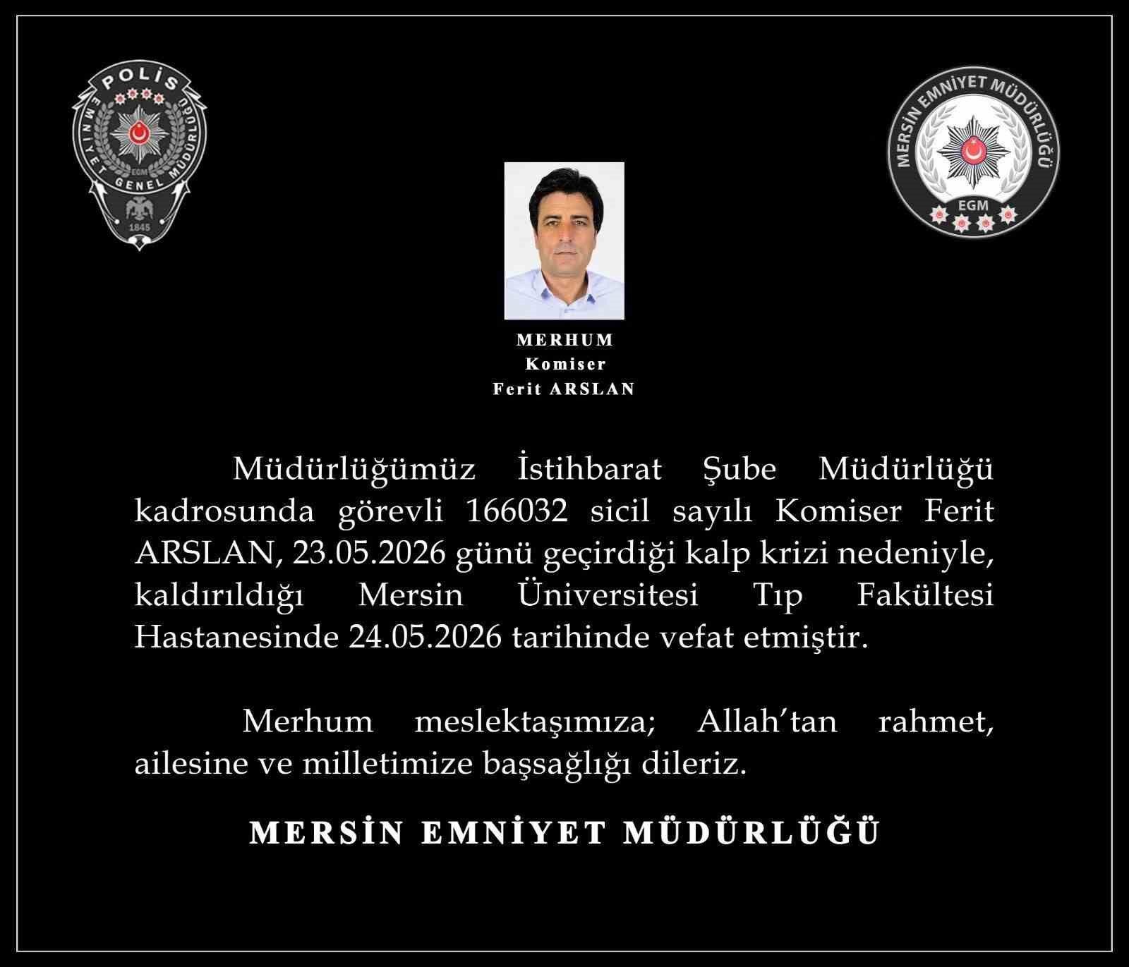 Kalp krizine yenilen komiserin naaşı memleketi Diyarbakır’a gönderildi