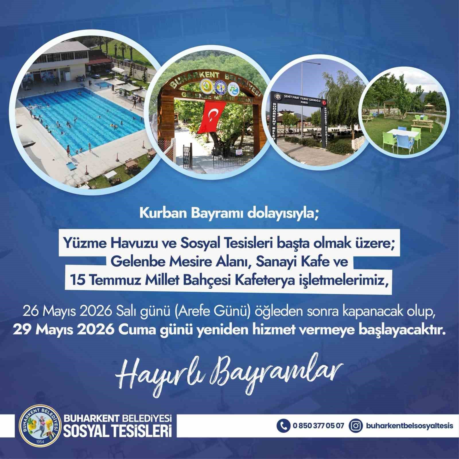 Buharkent Belediyesi’nden bayramda sosyal tesislerde geçici düzenleme