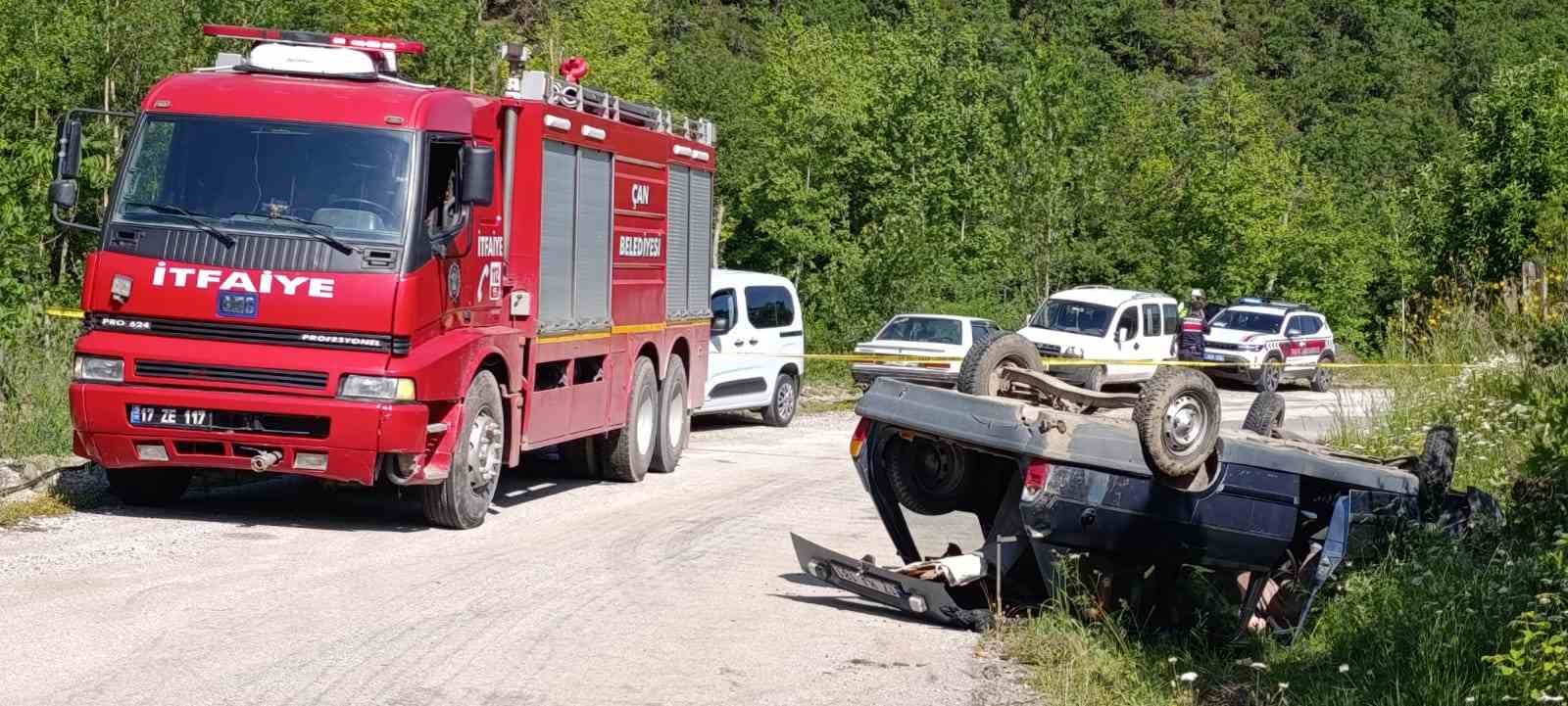 Çan’da takla atan otomobilin sürücüsü hayatını kaybetti