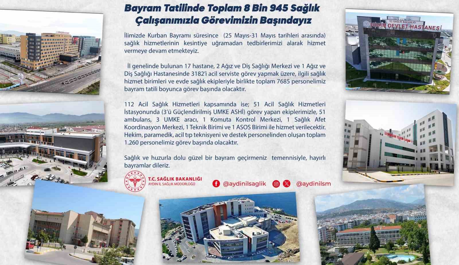 Aydın&rsquo;da sağlık &ccedil;alışanları bayram tatili boyunca g&ouml;revlerinin başında olacak
