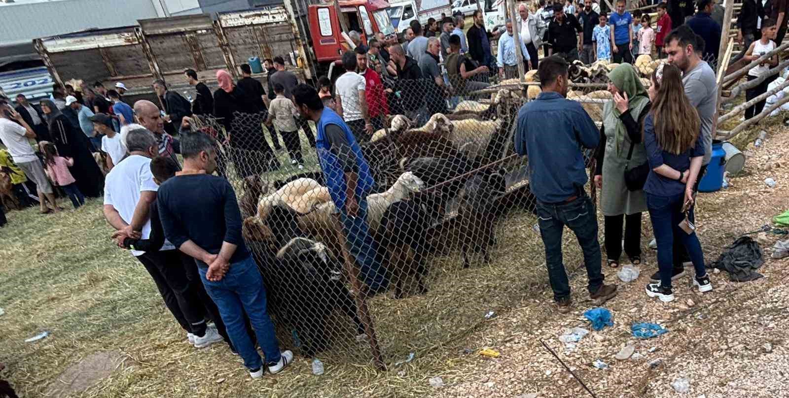Arefe g&uuml;n&uuml; Gaziantep&rsquo;teki kurban pazarlarında yoğunluk had safhaya &ccedil;ıktı
