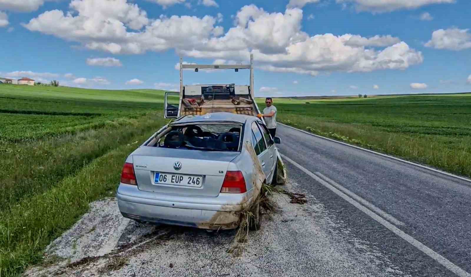 Çorum’da otomobil takla attı, sürücü yara almadan kurtuldu