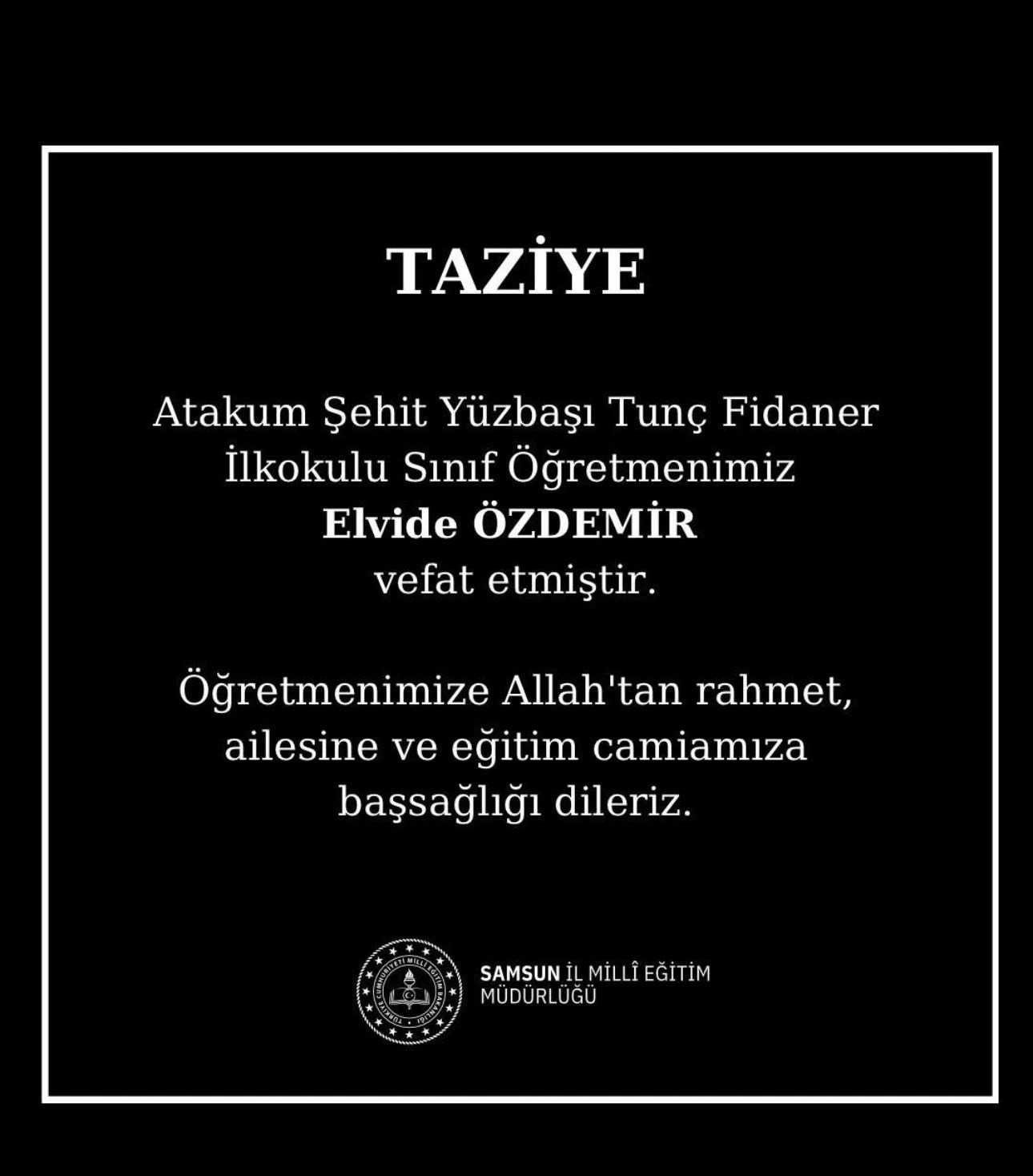 Samsun’da sınıf öğretmeni kansere yenik düştü