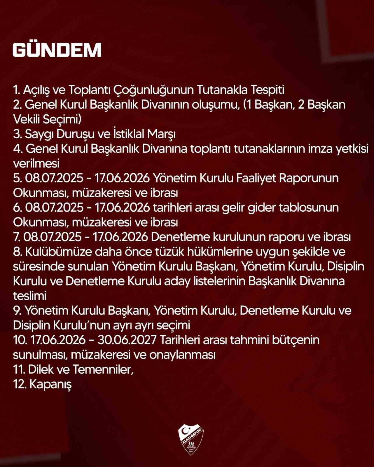 Elazığspor’da genel kurul tarihi netleşti