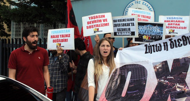 Yunanistan Büyükelçiliği önünde destek eylemi