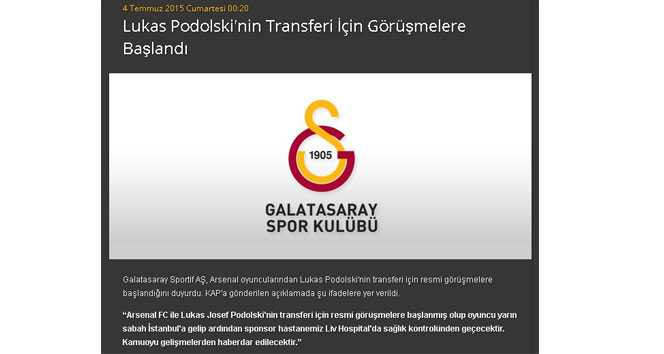 Galatasaray&#039;dan Podolski haberi
