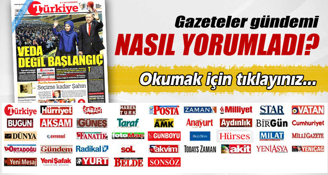 2 Temmuz 2014 Çarşamba günü gazete manşetleri