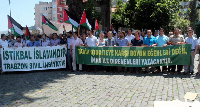 Trabzon’da Filistin bayrakları açıldı, İsrail lanetlendi