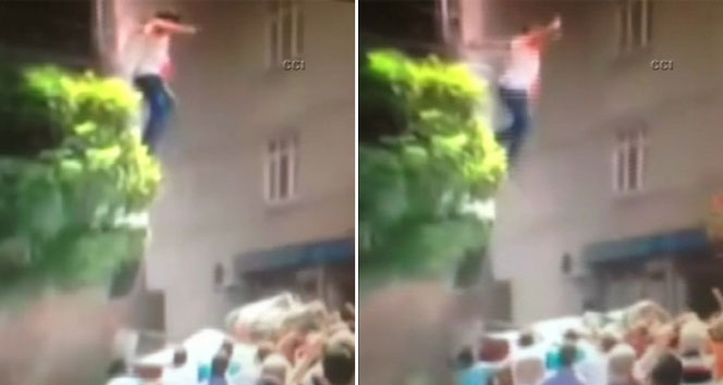 Patlama sonrası hamile kadın balkondan böyle atladı
