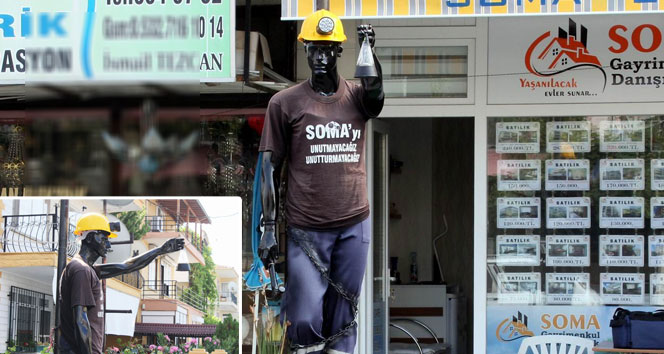 Soma faciasını unutturmamak için heykel dikti