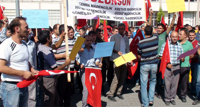 Gediz’de işsiz kalan kömür işçilerinden protesto