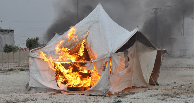 Çadır kentte yangın tatbikatı yapıldı