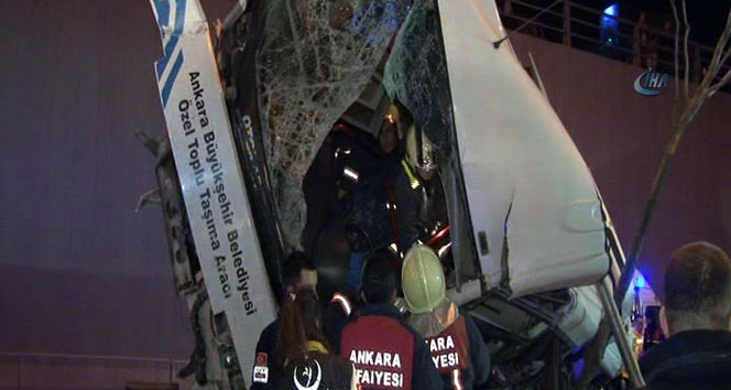 Ankara’da özel halk otobüsü köprüden uçtu! 1 ölü 12 yaralı
