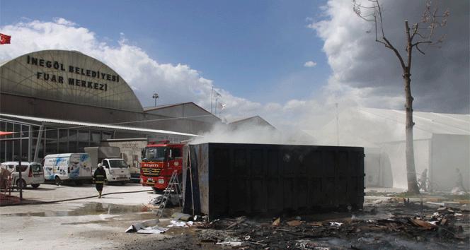 MODEF Fuarı öncesi yangın çıktı